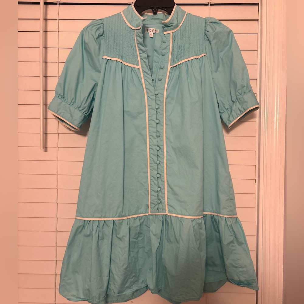 TCEC pintuck button front dress